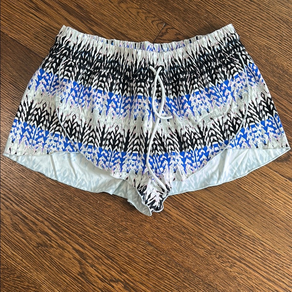 Athleta Blue and Black Athletic Shorts with Elastic Waistband